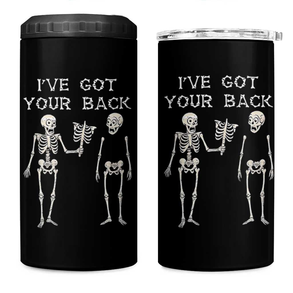 Funny Skeleton 4 in 1 Can Cooler Tumbler I Have Got Your Back Bone Pun