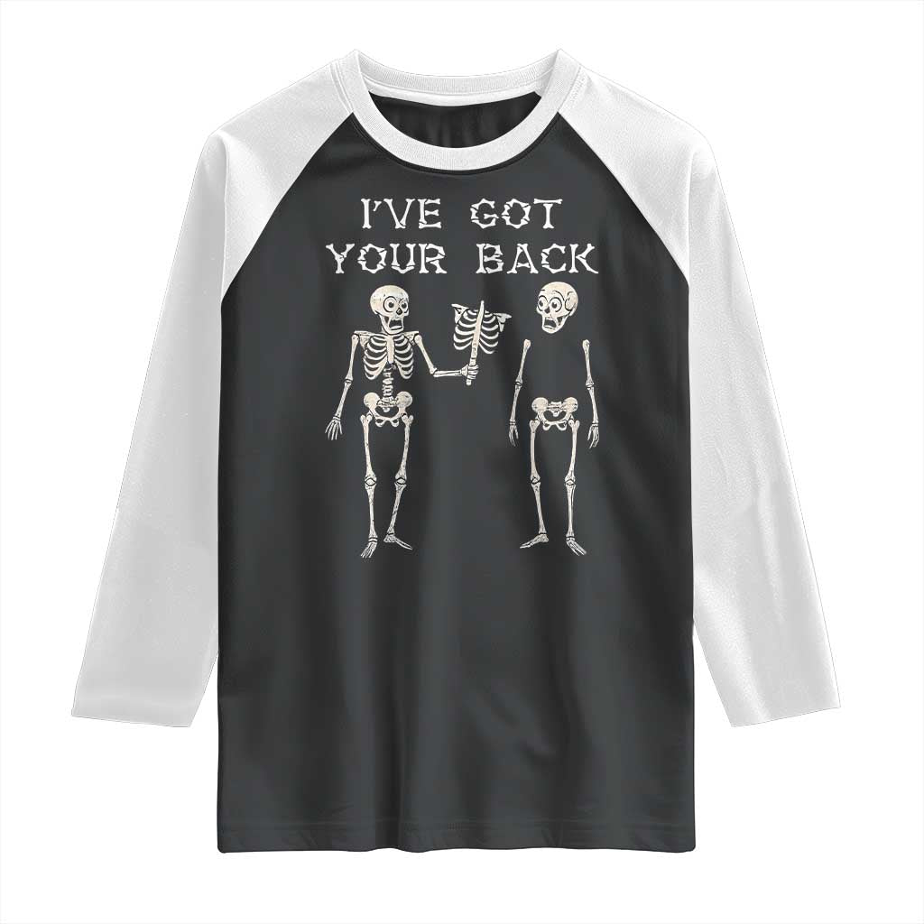 Funny Skeleton Raglan Shirt I Have Got Your Back Bone Pun - Wonder Print Shop