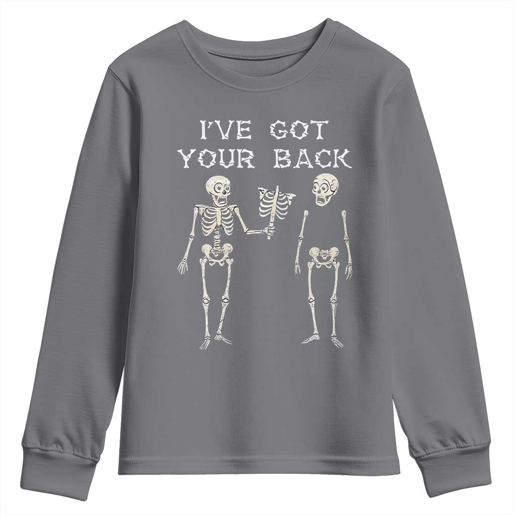 Funny Skeleton Youth Sweatshirt I Have Got Your Back Bone Pun - Wonder Print Shop