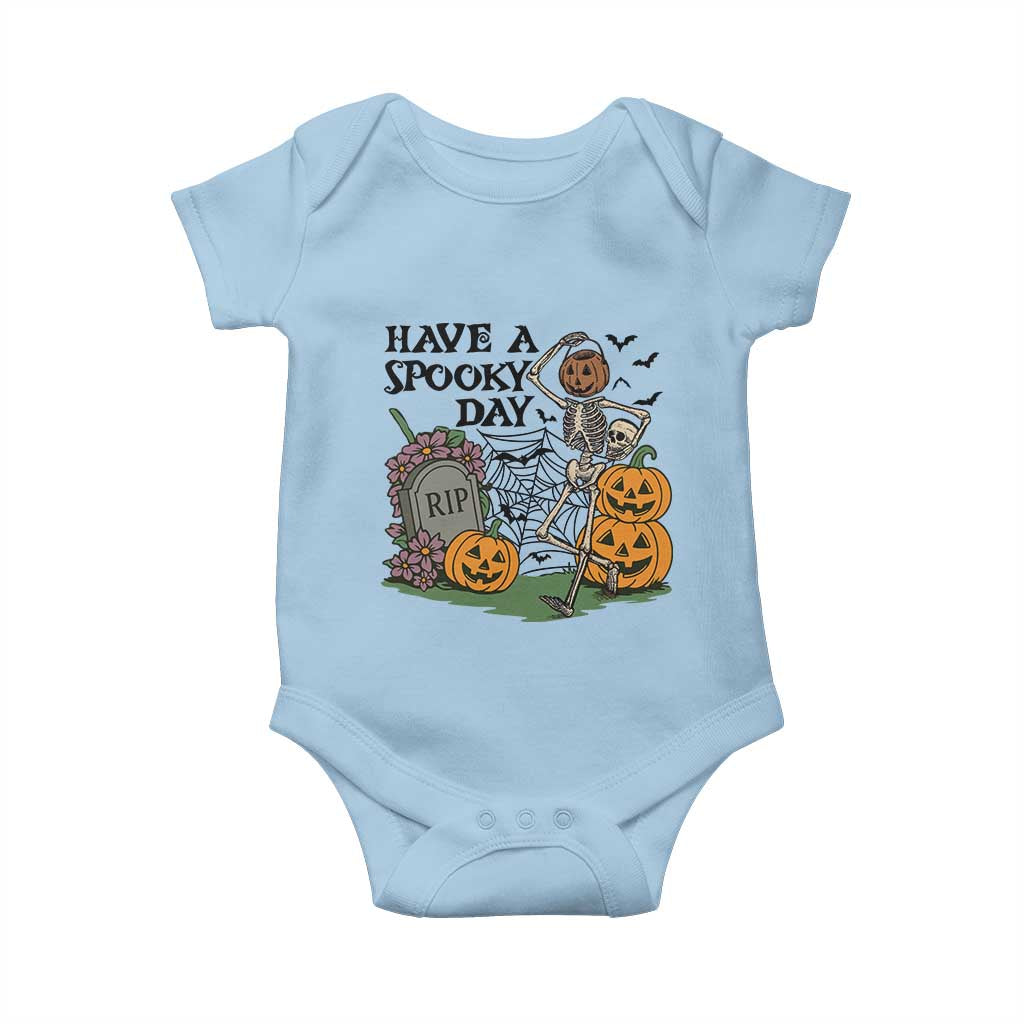 Funny Halloween Skeleton Baby Onesie Have A Spooky Day - Wonder Print Shop