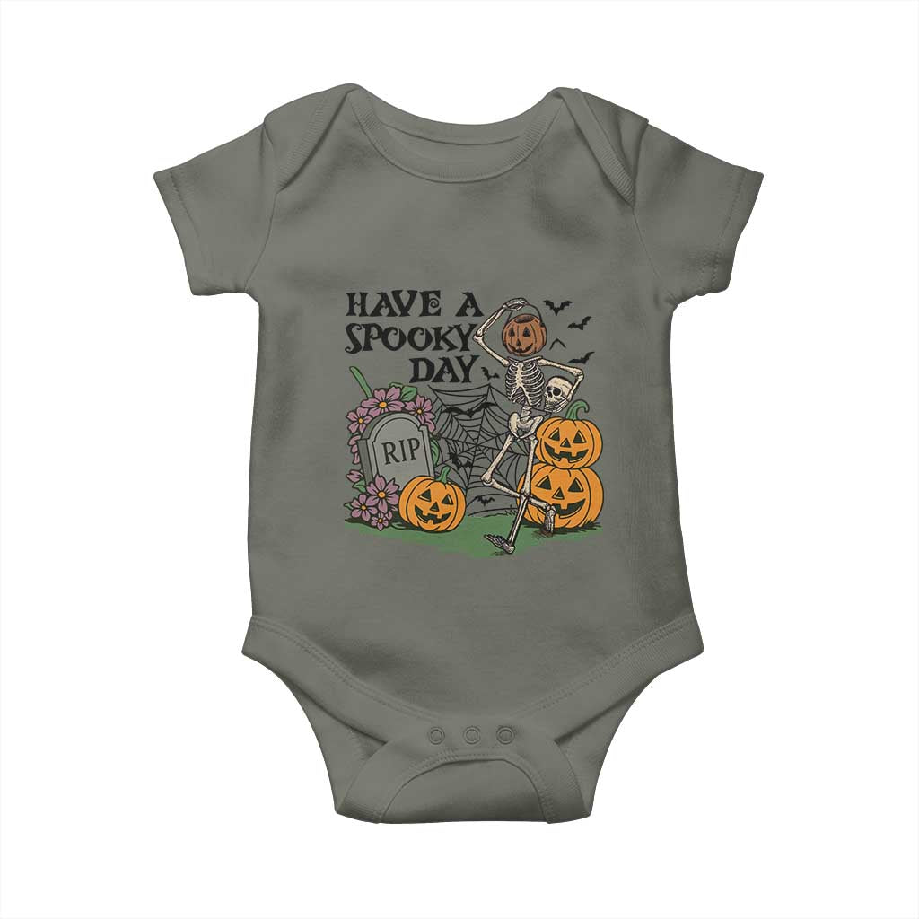 Funny Halloween Skeleton Baby Onesie Have A Spooky Day - Wonder Print Shop