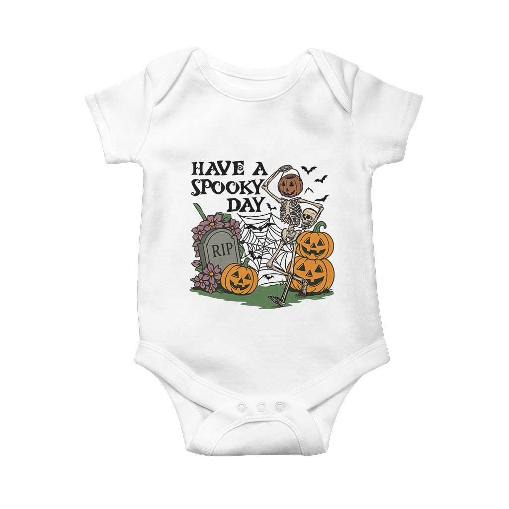 Funny Halloween Skeleton Baby Onesie Have A Spooky Day - Wonder Print Shop