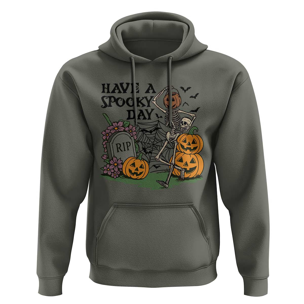 Funny Halloween Skeleton Hoodie Have A Spooky Day - Wonder Print Shop