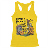 Funny Halloween Skeleton Racerback Tank Top Have A Spooky Day - Wonder Print Shop