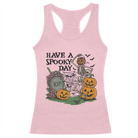 Funny Halloween Skeleton Racerback Tank Top Have A Spooky Day - Wonder Print Shop