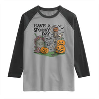 Funny Halloween Skeleton Raglan Shirt Have A Spooky Day - Wonder Print Shop