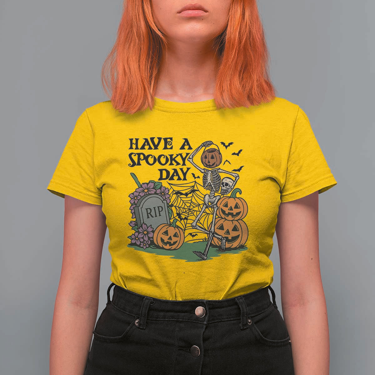 Funny Halloween Skeleton T Shirt For Women Have A Spooky Day - Wonder Print Shop