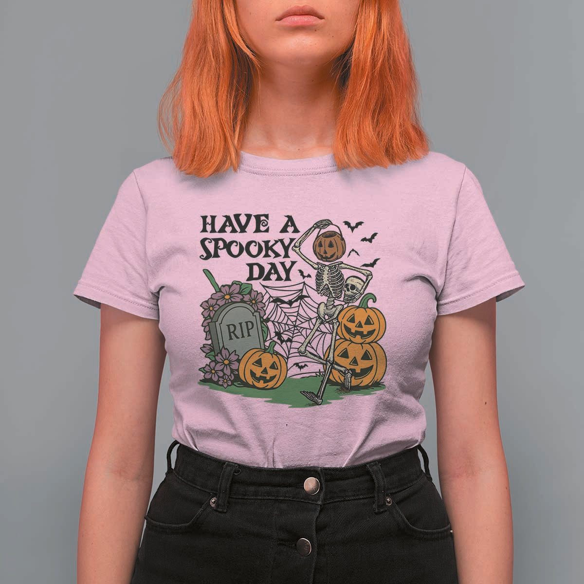 Funny Halloween Skeleton T Shirt For Women Have A Spooky Day - Wonder Print Shop
