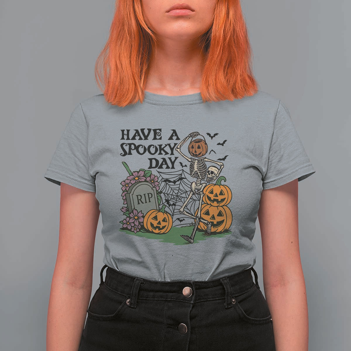 Funny Halloween Skeleton T Shirt For Women Have A Spooky Day - Wonder Print Shop