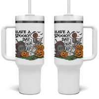 Funny Halloween Skeleton Tumbler With Handle Have A Spooky Day