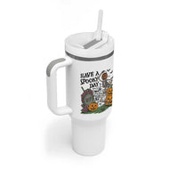 Funny Halloween Skeleton Tumbler With Handle Have A Spooky Day
