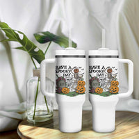 Funny Halloween Skeleton Tumbler With Handle Have A Spooky Day