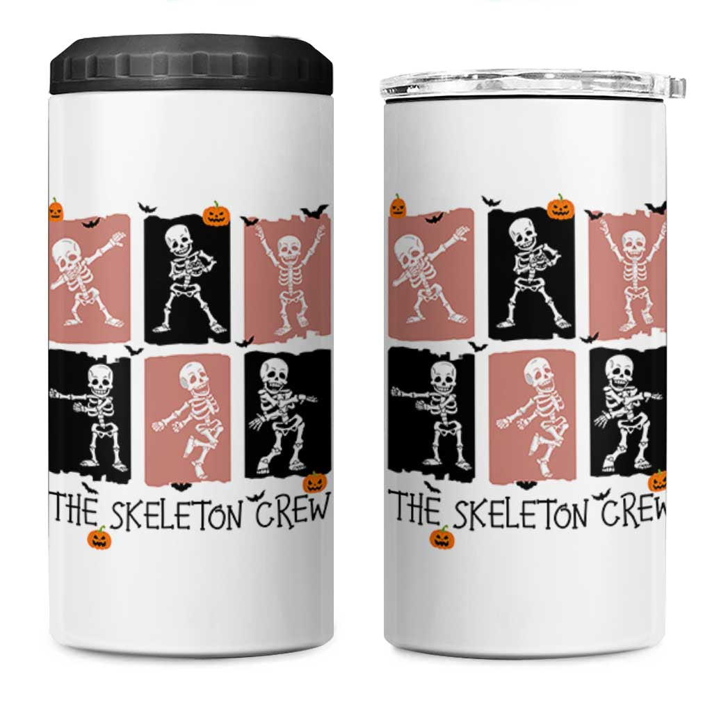 Funny The Skeleton Crew 4 in 1 Can Cooler Tumbler Dancing Skeletons Halloween For Boys Girl Kids