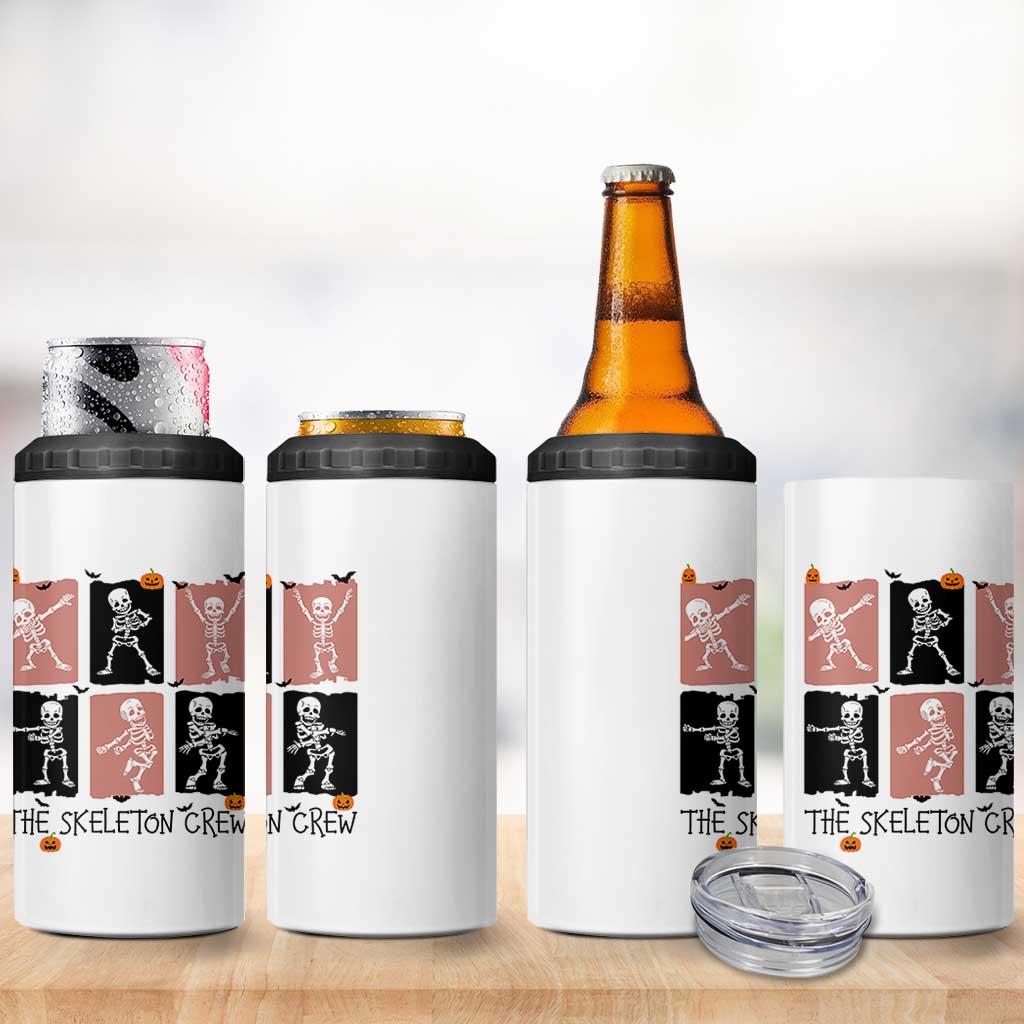 Funny The Skeleton Crew 4 in 1 Can Cooler Tumbler Dancing Skeletons Halloween For Boys Girl Kids
