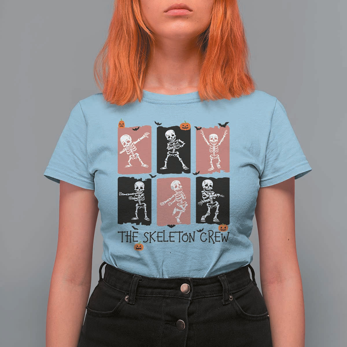 Funny The Skeleton Crew T Shirt For Women Dancing Skeletons Halloween For Boys Girl Kids - Wonder Print Shop