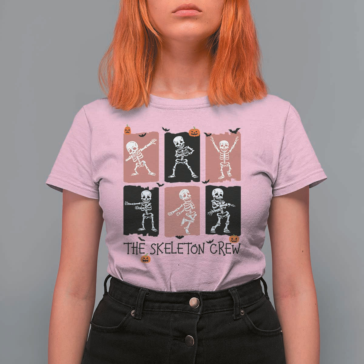 Funny The Skeleton Crew T Shirt For Women Dancing Skeletons Halloween For Boys Girl Kids - Wonder Print Shop