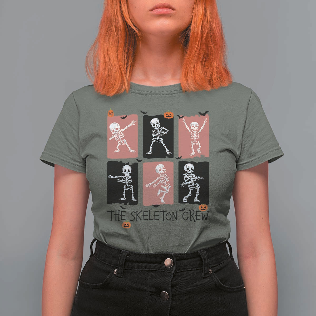 Funny The Skeleton Crew T Shirt For Women Dancing Skeletons Halloween For Boys Girl Kids - Wonder Print Shop