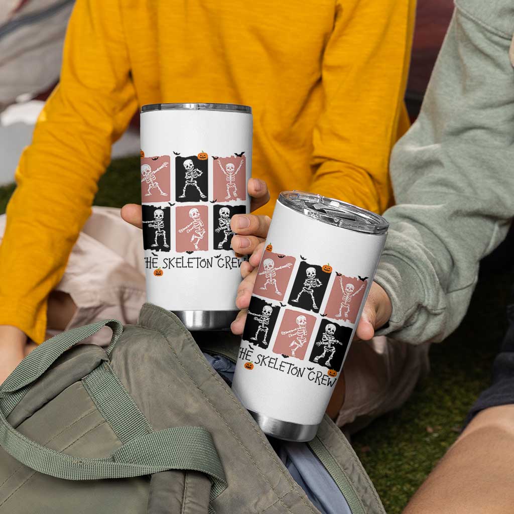 Funny The Skeleton Crew Tumbler Cup Dancing Skeletons Halloween For Boys Girl Kids