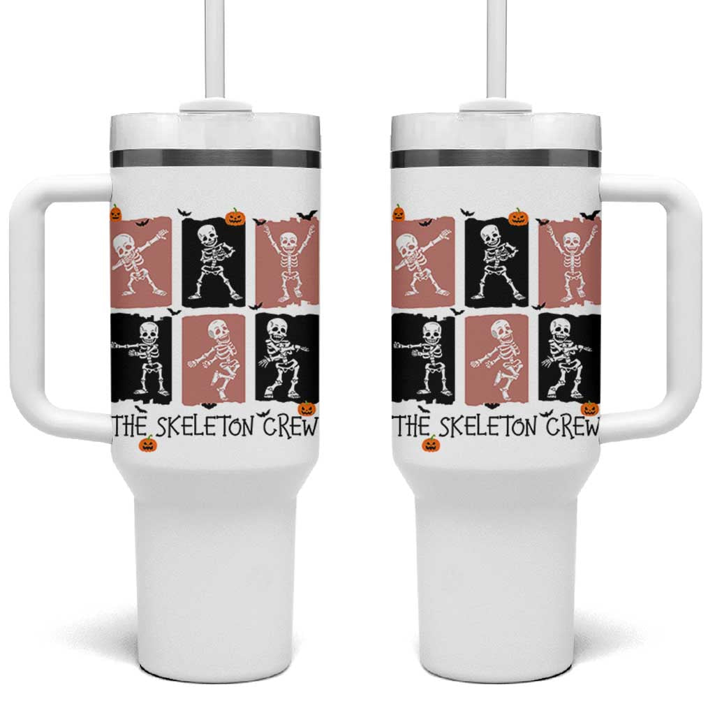 Funny The Skeleton Crew Tumbler With Handle Dancing Skeletons Halloween For Boys Girl Kids