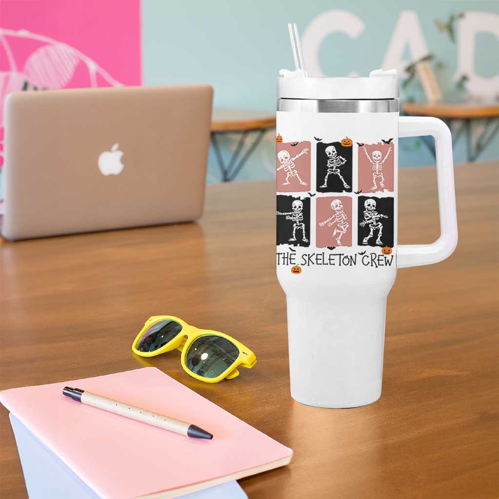 Funny The Skeleton Crew Tumbler With Handle Dancing Skeletons Halloween For Boys Girl Kids