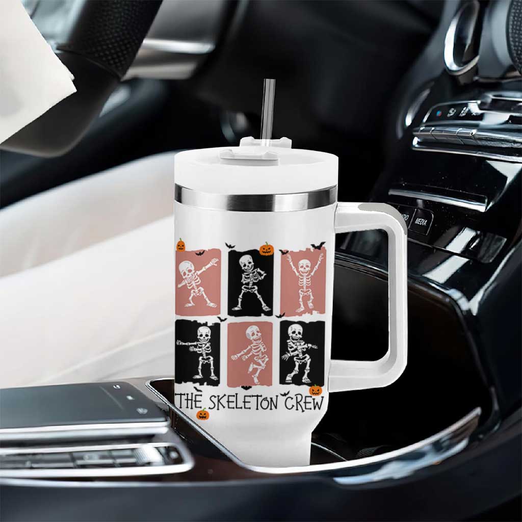 Funny The Skeleton Crew Tumbler With Handle Dancing Skeletons Halloween For Boys Girl Kids