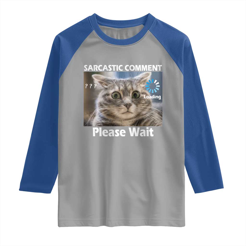 Sarcastic Comment Loading Please Wait Raglan Shirt Funny Cat Meme Gift - Wonder Print Shop