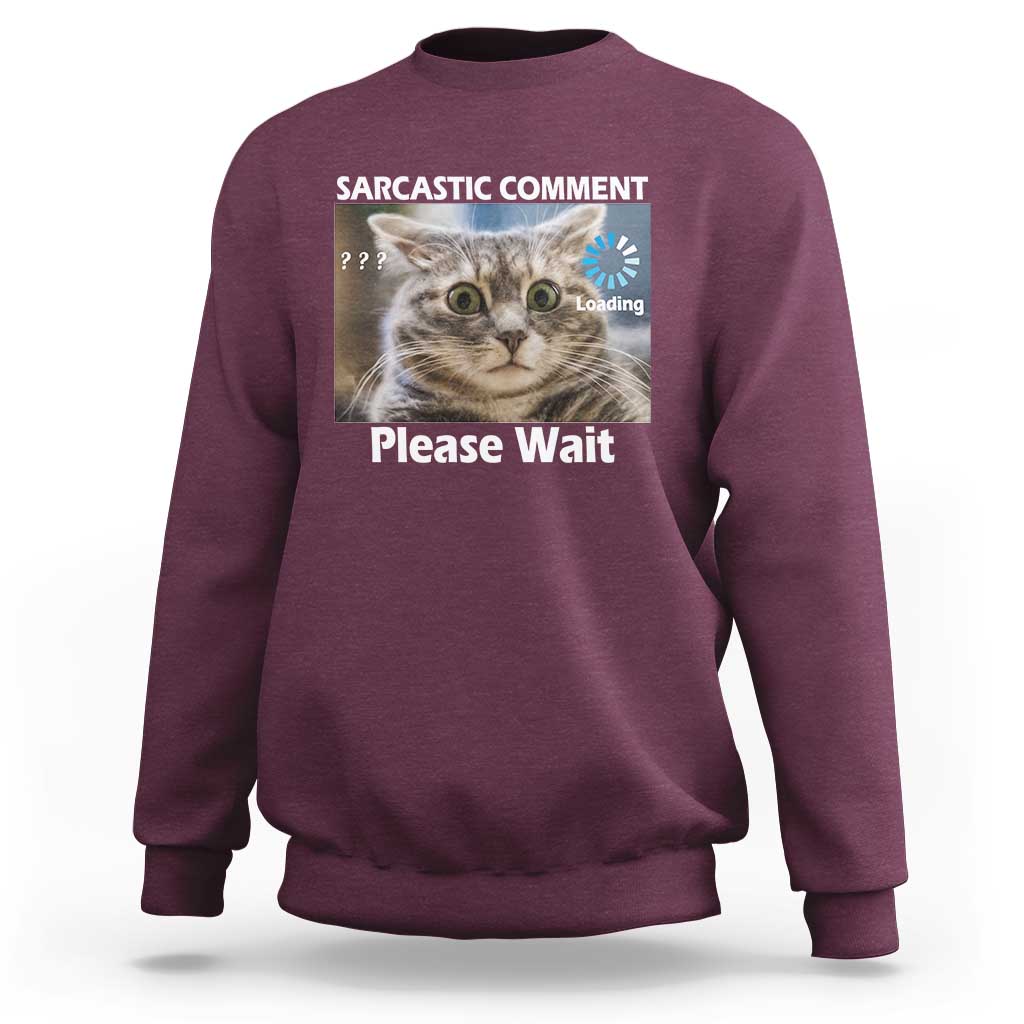 Sarcastic Comment Loading Please Wait Sweatshirt Funny Cat Meme Gift - Wonder Print Shop