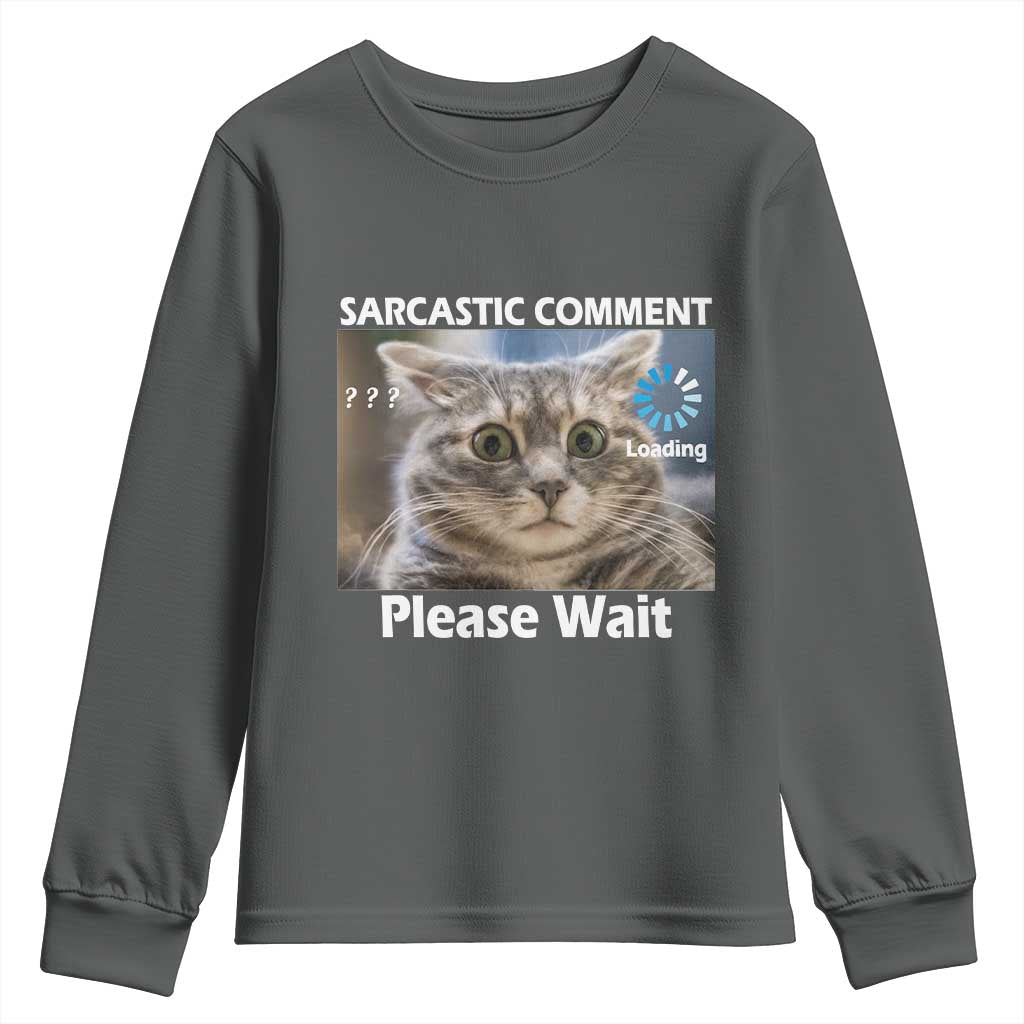 Sarcastic Comment Loading Please Wait Youth Sweatshirt Funny Cat Meme Gift - Wonder Print Shop