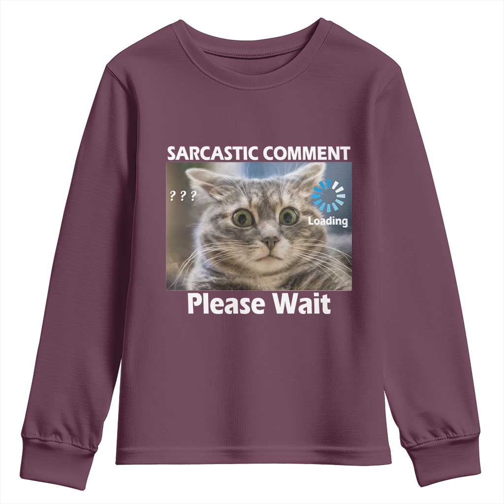 Sarcastic Comment Loading Please Wait Youth Sweatshirt Funny Cat Meme Gift - Wonder Print Shop