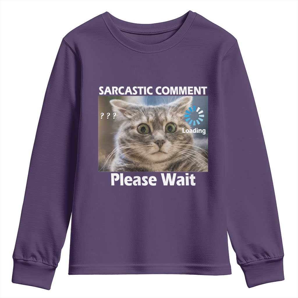Sarcastic Comment Loading Please Wait Youth Sweatshirt Funny Cat Meme Gift - Wonder Print Shop
