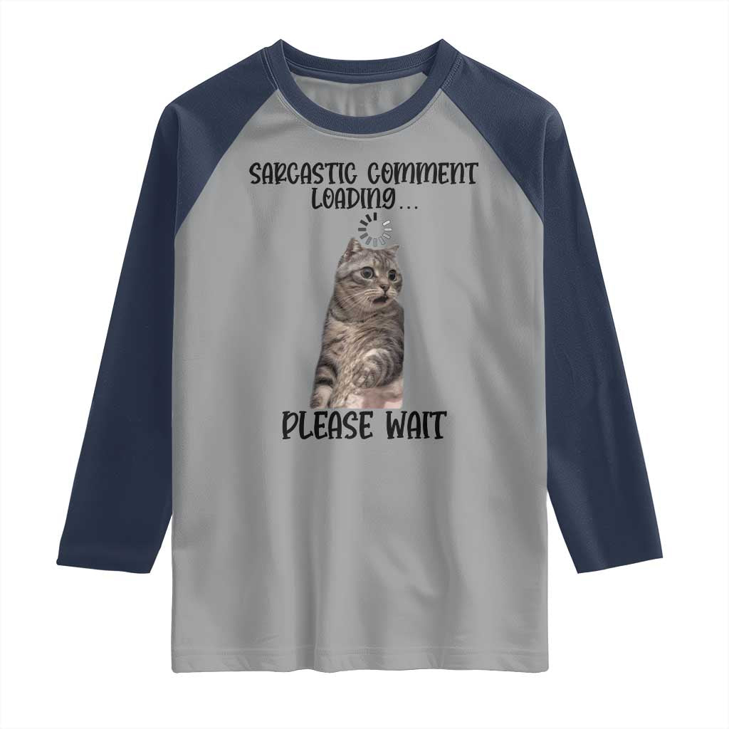 Funny Cat Meme Sarcastic Raglan Shirt Sarcastic Comment Loading - Wonder Print Shop