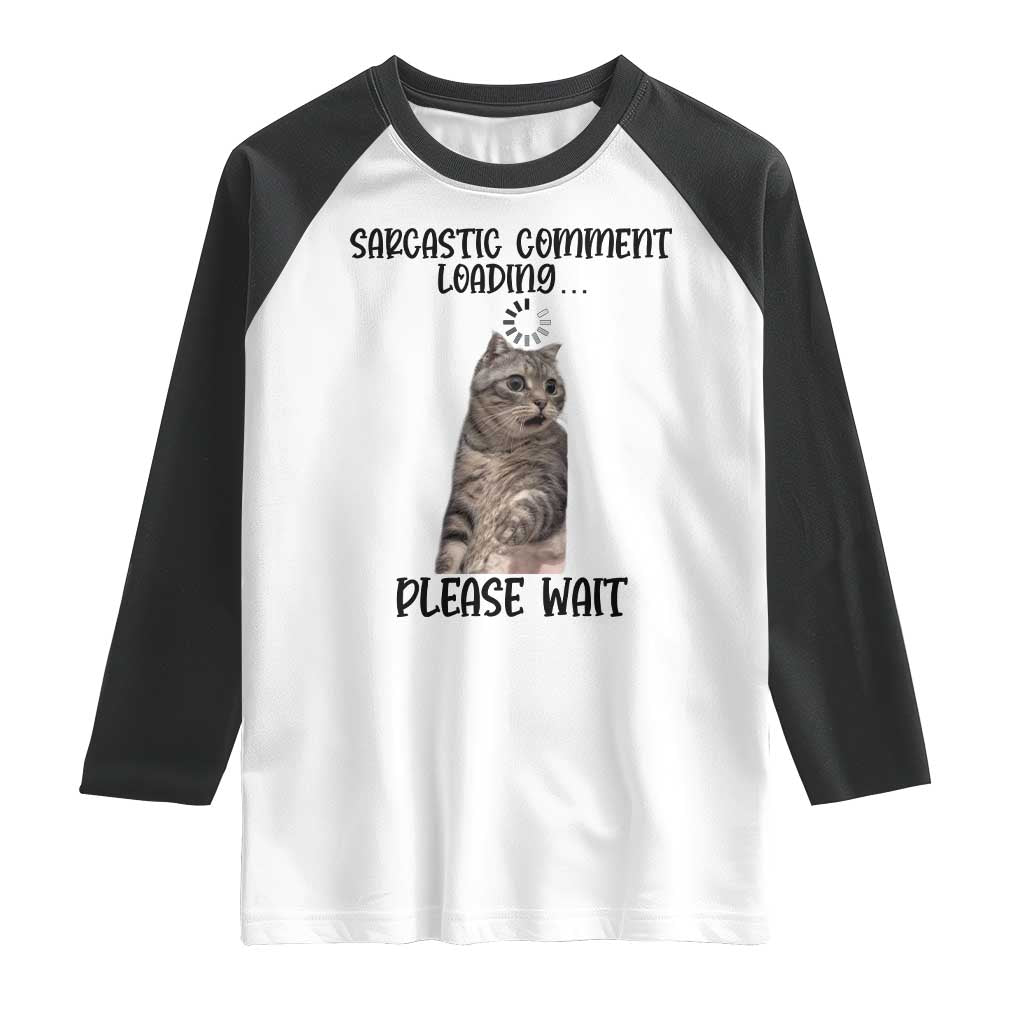 Funny Cat Meme Sarcastic Raglan Shirt Sarcastic Comment Loading - Wonder Print Shop