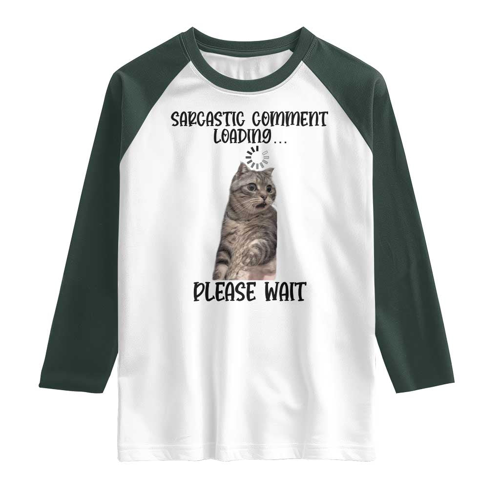 Funny Cat Meme Sarcastic Raglan Shirt Sarcastic Comment Loading - Wonder Print Shop