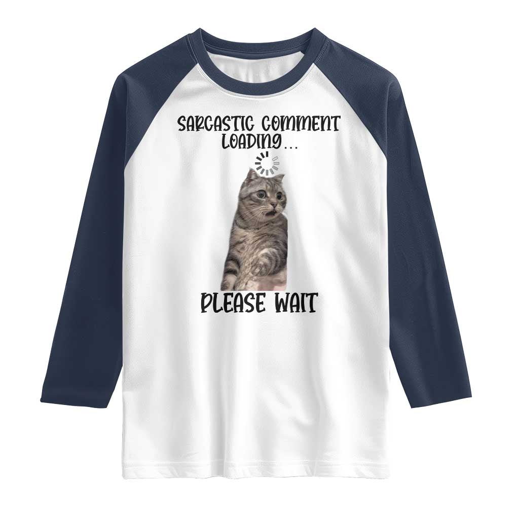 Funny Cat Meme Sarcastic Raglan Shirt Sarcastic Comment Loading - Wonder Print Shop