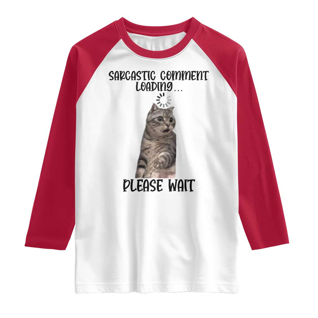 Funny Cat Meme Sarcastic Raglan Shirt Sarcastic Comment Loading - Wonder Print Shop
