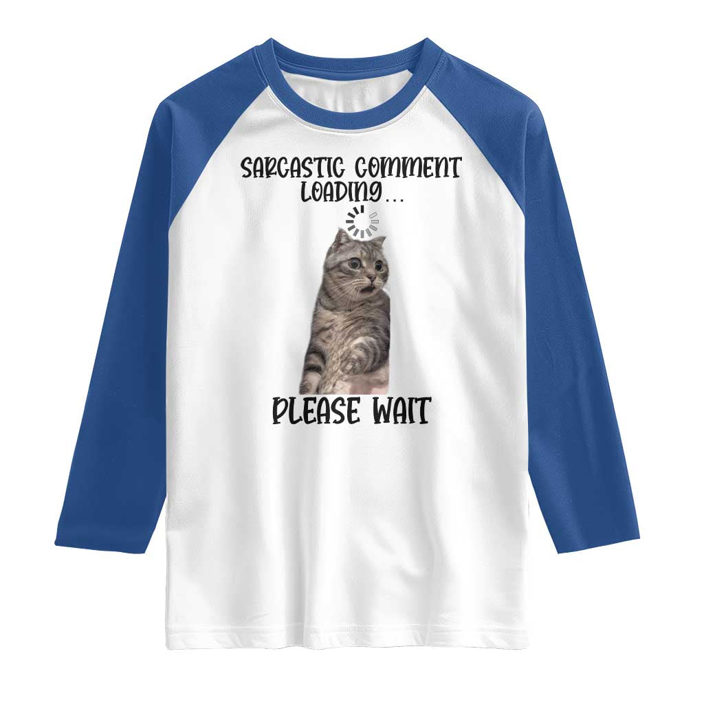 Funny Cat Meme Sarcastic Raglan Shirt Sarcastic Comment Loading - Wonder Print Shop