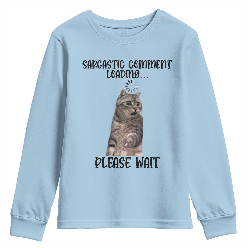 Funny Cat Meme Sarcastic Youth Sweatshirt Sarcastic Comment Loading - Wonder Print Shop