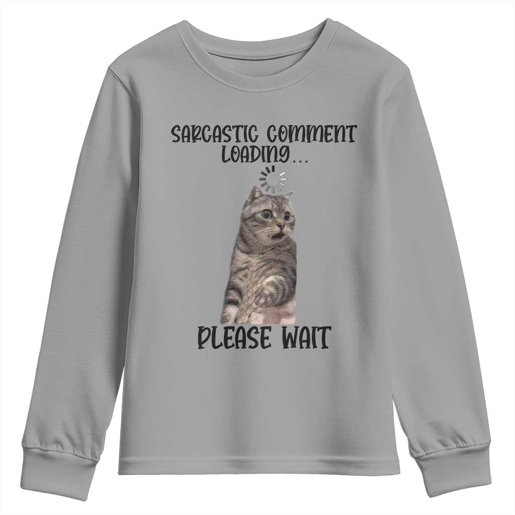 Funny Cat Meme Sarcastic Youth Sweatshirt Sarcastic Comment Loading - Wonder Print Shop