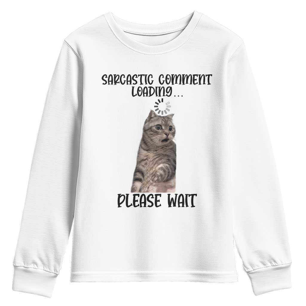 Funny Cat Meme Sarcastic Youth Sweatshirt Sarcastic Comment Loading - Wonder Print Shop
