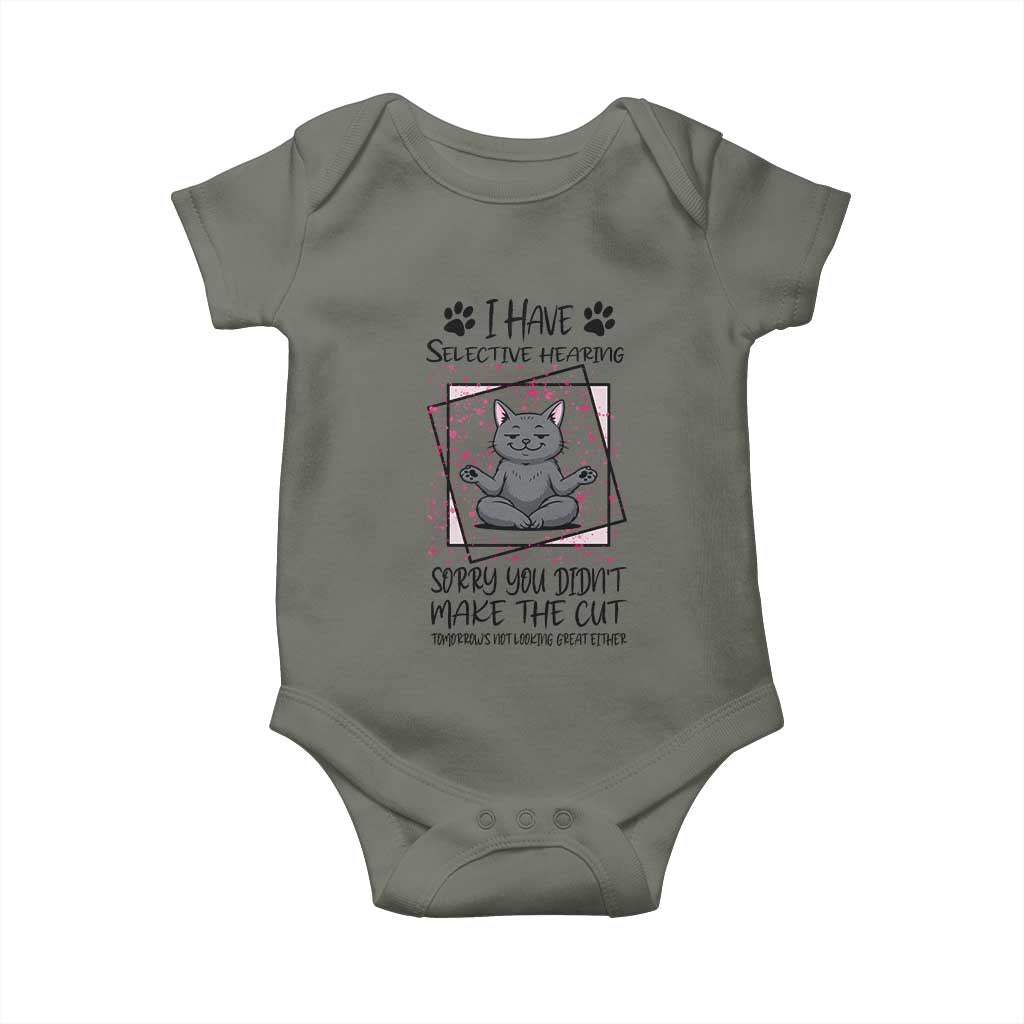 Funny Cat Baby Onesie I Have Selective Hearing - Wonder Print Shop