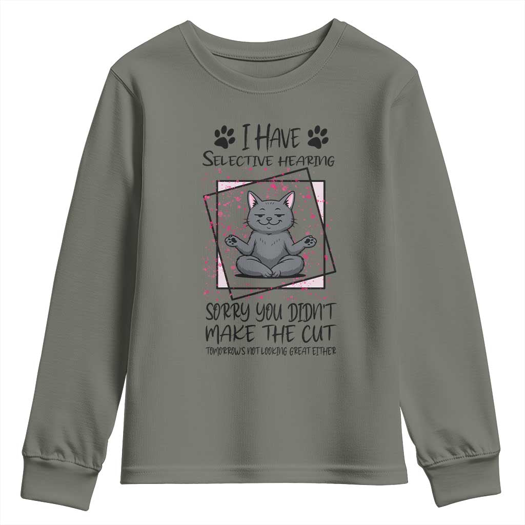 Funny Cat Youth Sweatshirt I Have Selective Hearing - Wonder Print Shop