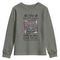 Funny Cat Youth Sweatshirt I Have Selective Hearing - Wonder Print Shop