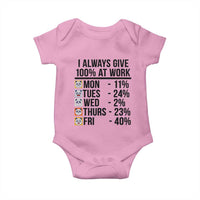I Always Give 100% At Work Baby Onesie Funny Panda Office Mood - Wonder Print Shop