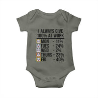 I Always Give 100% At Work Baby Onesie Funny Panda Office Mood - Wonder Print Shop