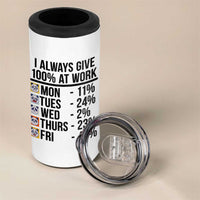 I Always Give 100% At Work 4 in 1 Can Cooler Tumbler Funny Panda Office Mood