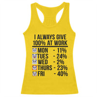 I Always Give 100% At Work Racerback Tank Top Funny Panda Office Mood - Wonder Print Shop