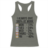 I Always Give 100% At Work Racerback Tank Top Funny Panda Office Mood - Wonder Print Shop