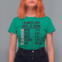 I Always Give 100% At Work T Shirt For Women Funny Panda Office Mood - Wonder Print Shop