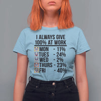 I Always Give 100% At Work T Shirt For Women Funny Panda Office Mood - Wonder Print Shop