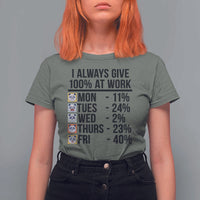 I Always Give 100% At Work T Shirt For Women Funny Panda Office Mood - Wonder Print Shop